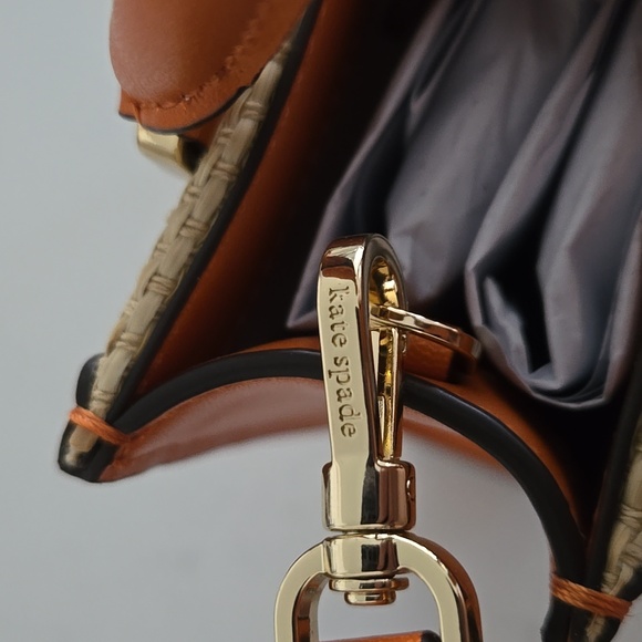 New W/ Tag Kate Spade Ellie Mini Straw Orange Mini Tote Bag Crossbody Top Handle - Picture 7 of 16